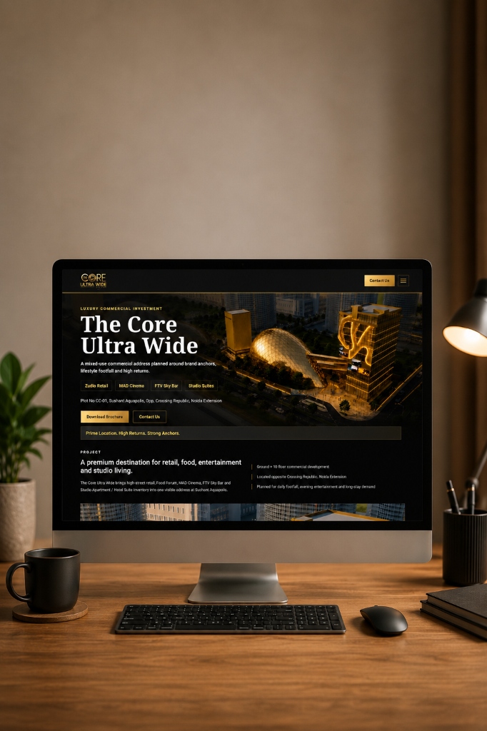 thecoreultrawide.com website mockup